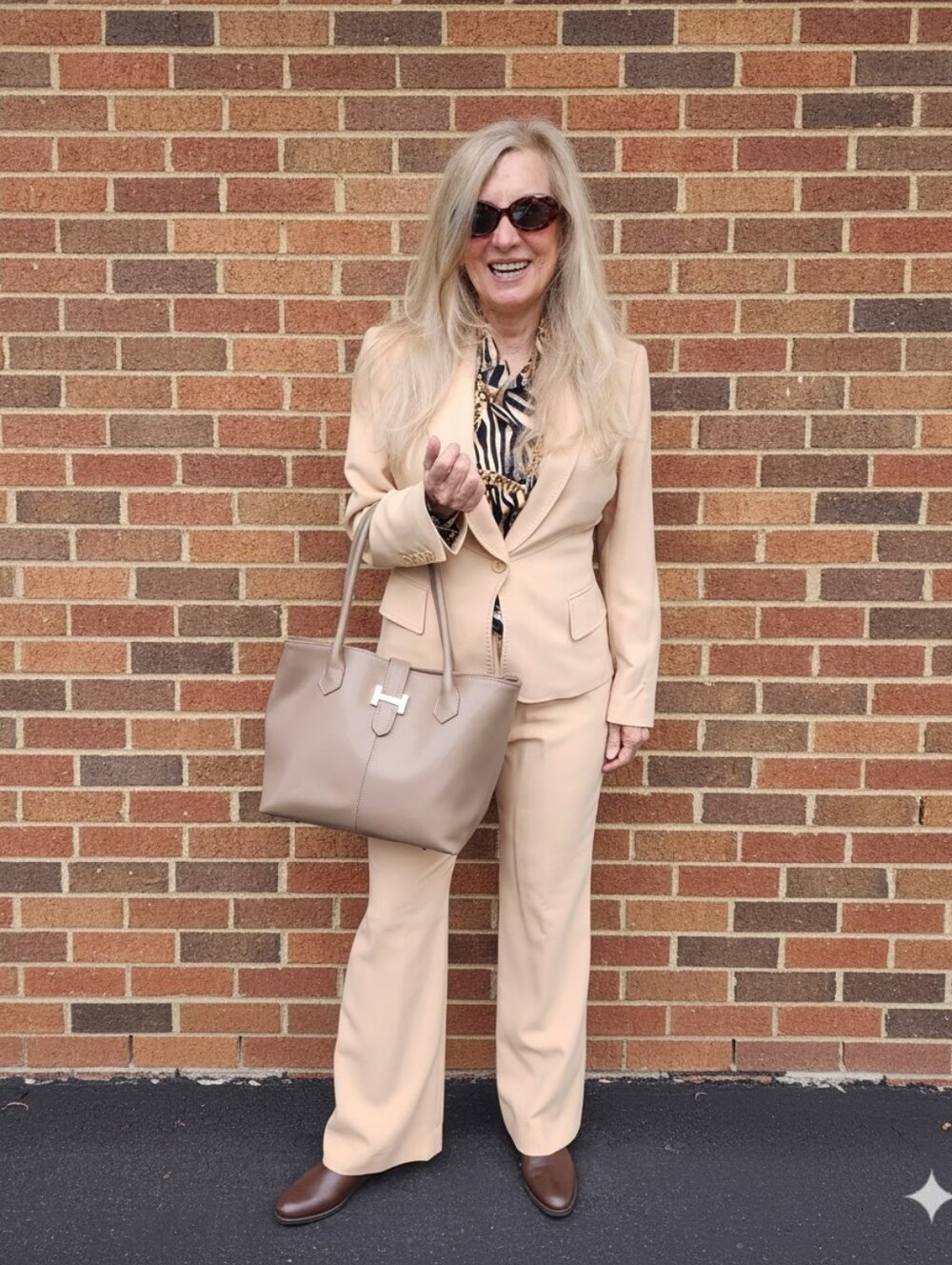 Anne Klein New W Tags Awesome Cream Tailored Blazer & Straight-Leg Pants P8, $75